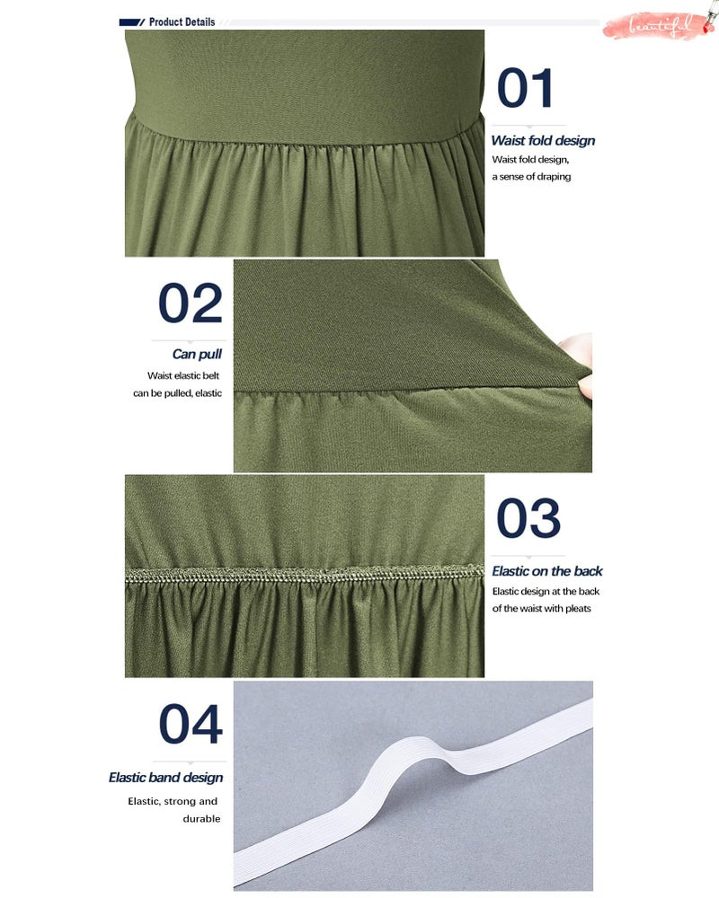 MISFAY Women's Long Sleeve Loose Plain Maxi Dresses Casual Long Dresses Pocket(Army Green,L) - Image 3